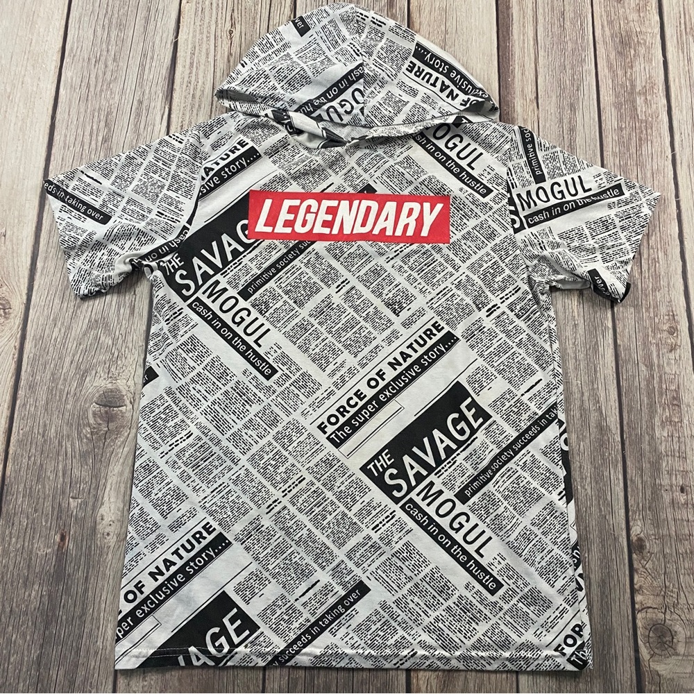 Launder Bailey Apparel T Shirt Hoodie Legendary Savage Mens Size S Short Sleeve
